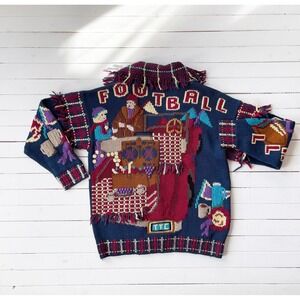 Traditional Trading sweater vtg Americana‎ novelty football tailgating cardigan